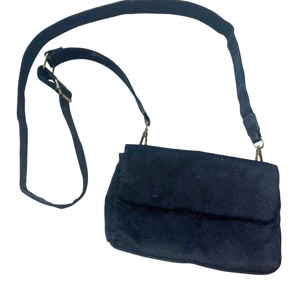 Anthopologie Black faux suede crossbody purse | EUC | measurements in photos